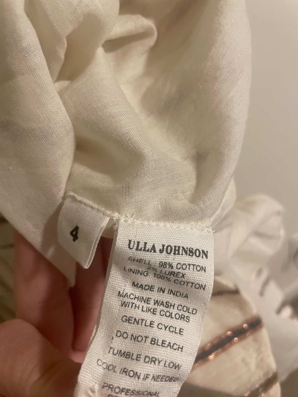 Ulla Johnson Rosalind Mini Dress Women’s Size 4 Lurex Stripe Cream NWT - Picture 11 of 13